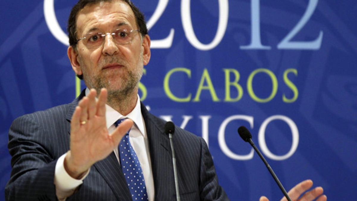 Mariano Rajoy, durante la rueda de prensa, el martes en Los Cabos.