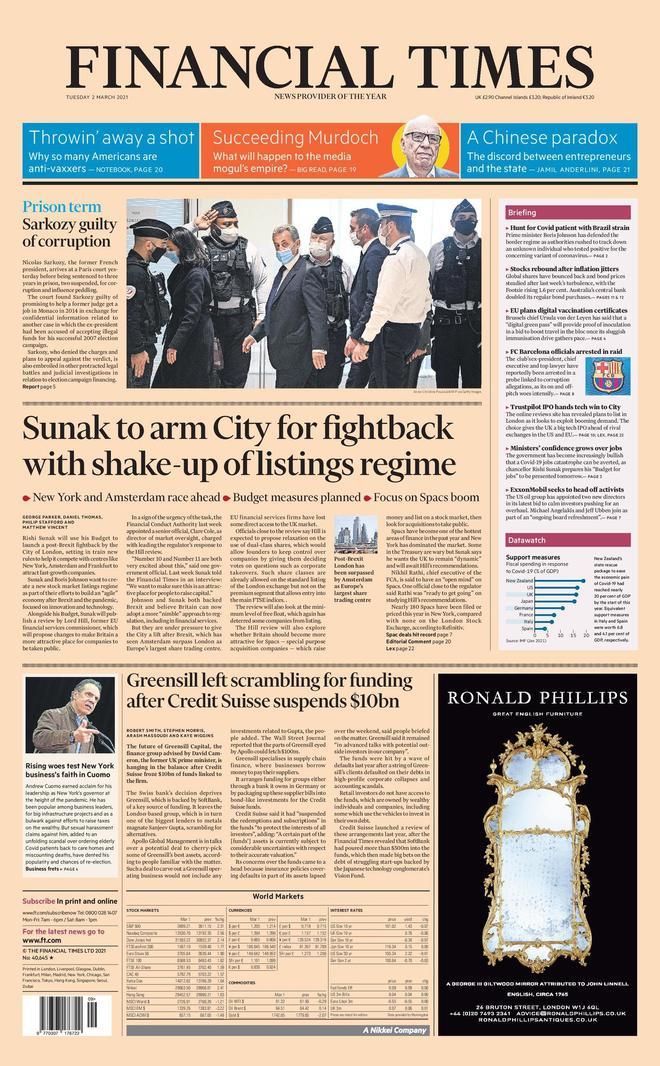 La portada del Financial Times, con referencia al Barça