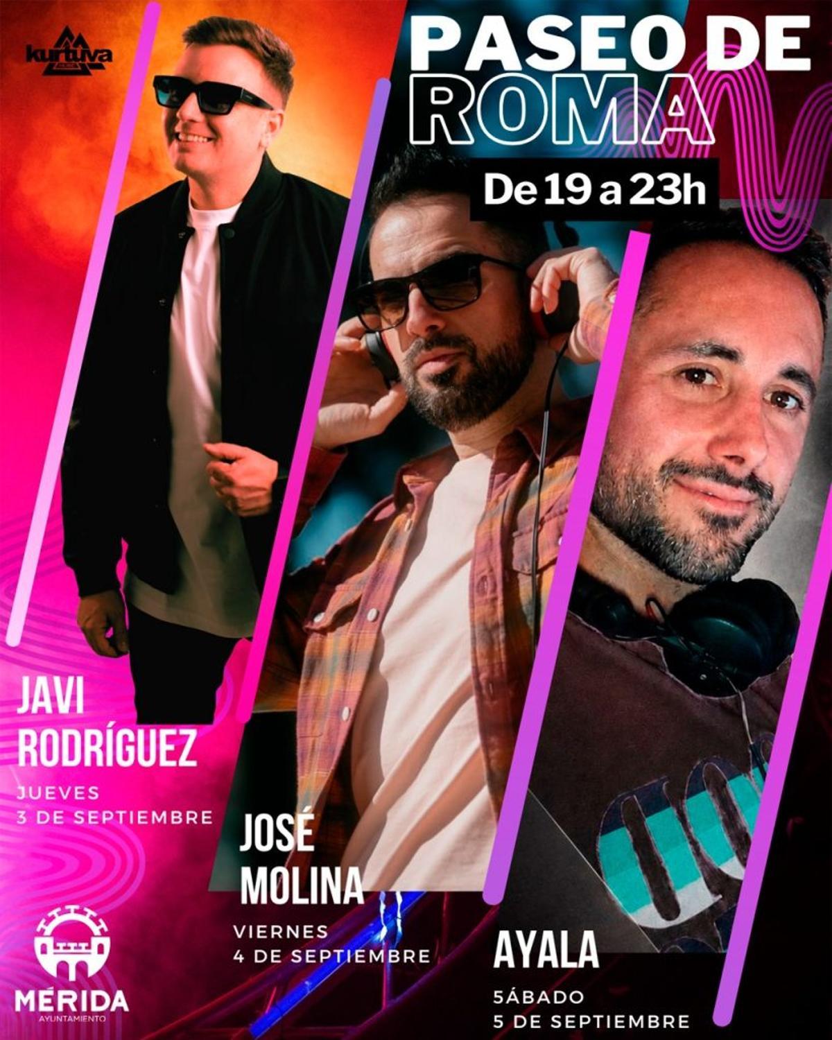 Cartel Djs Feria de Mérida 2026, Paseo de Roma.