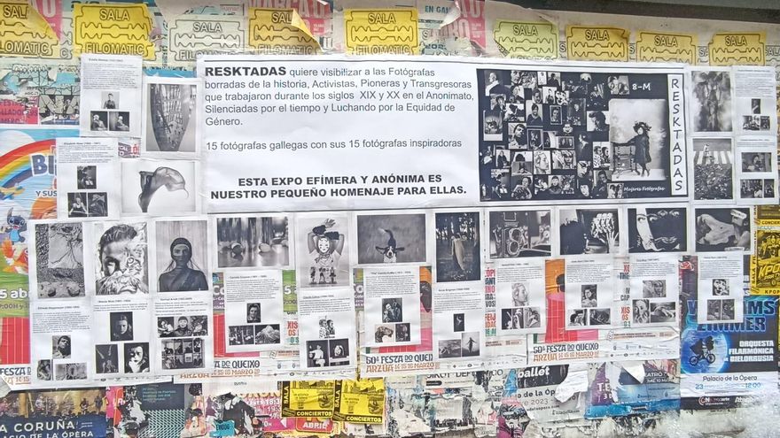 Un mural efímero y anónimo rescata en A Coruña a 15 fotógrafas del siglo pasado por el 8-M