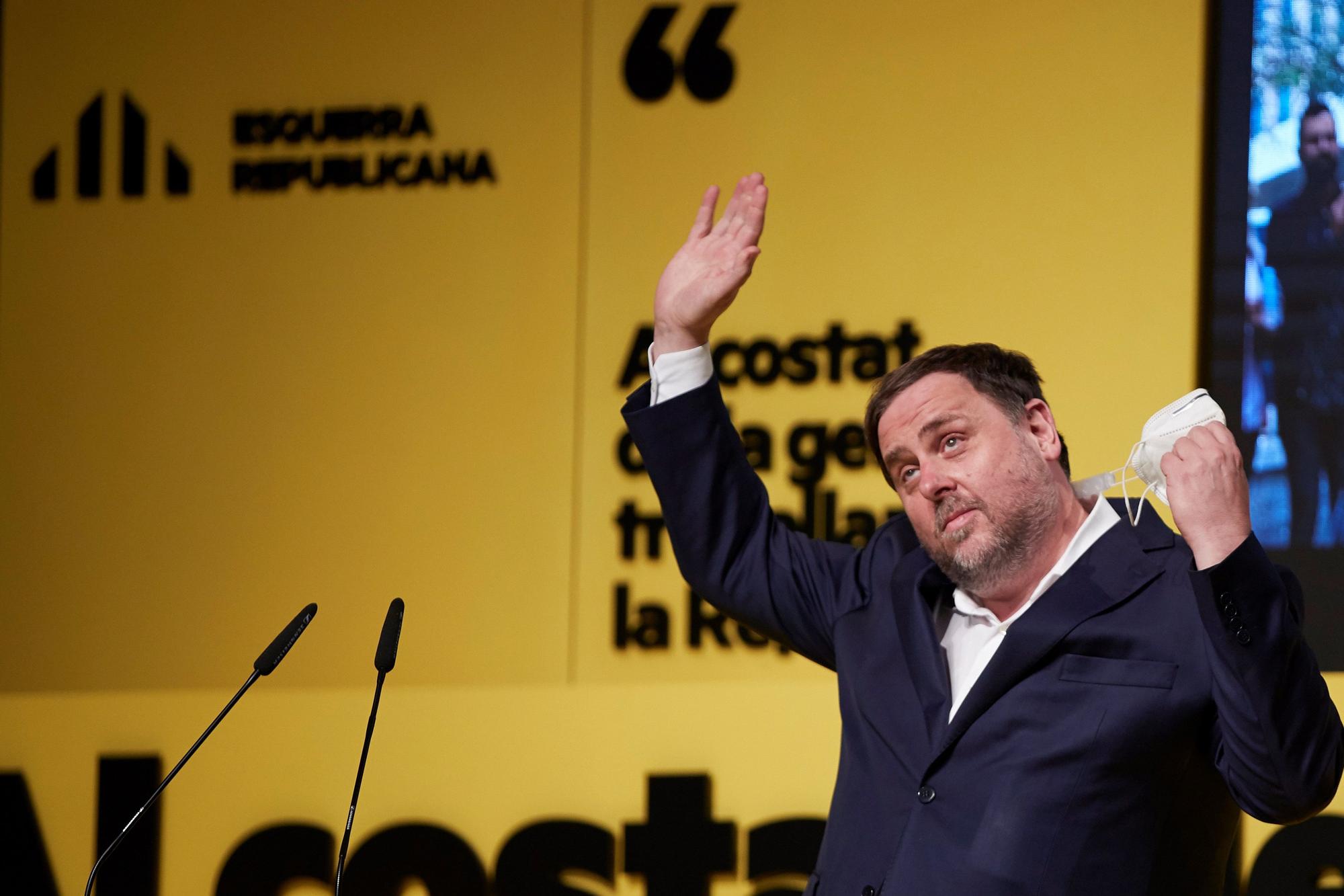 Oriol Junqueras, en el mitin de Manresa, este miércoles.