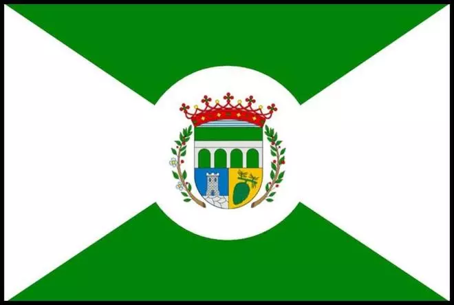 El diseño de la bandera oficial de Talayuela se inspira en la vegetación, la unidad y el escudo municipal