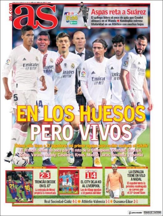 Portada AS lunes 8 febrero 2021