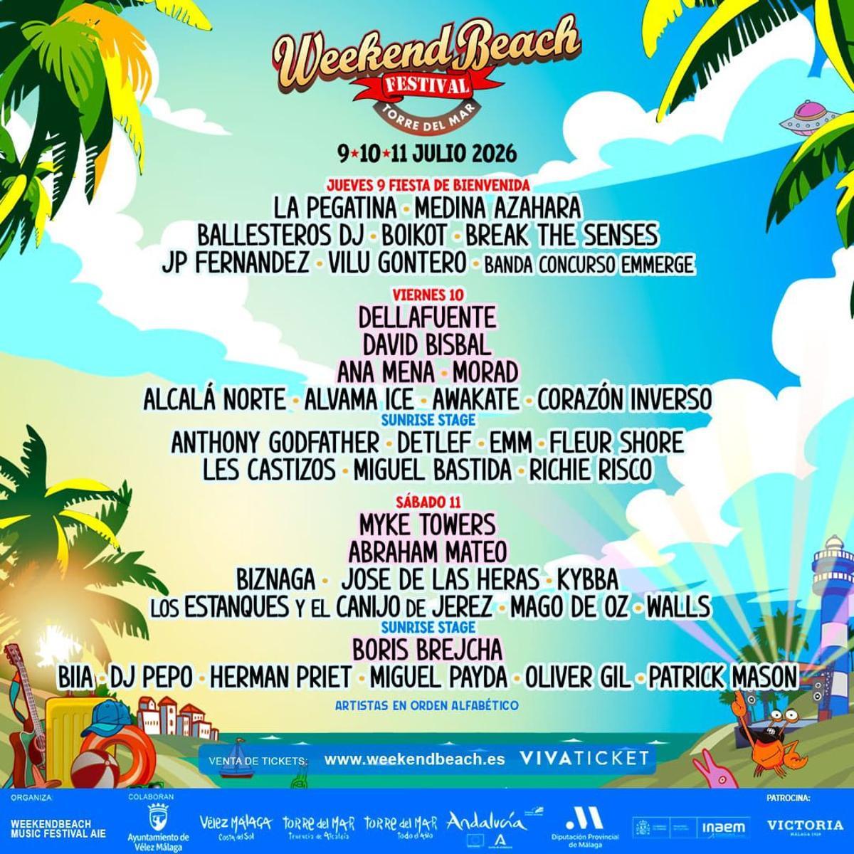 El cartel de Weekend Beach Festival de 2026