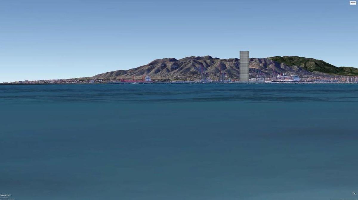 Simulación del impacto visual de un rascacielos de 150 metros desde los Baños del Carmen.