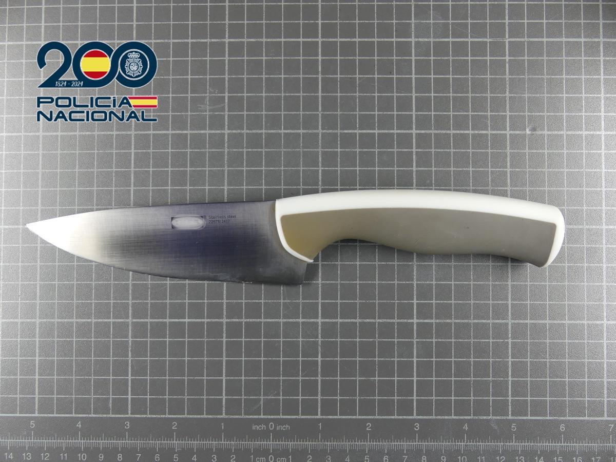 Arma blanca con la que se cometió la agresión