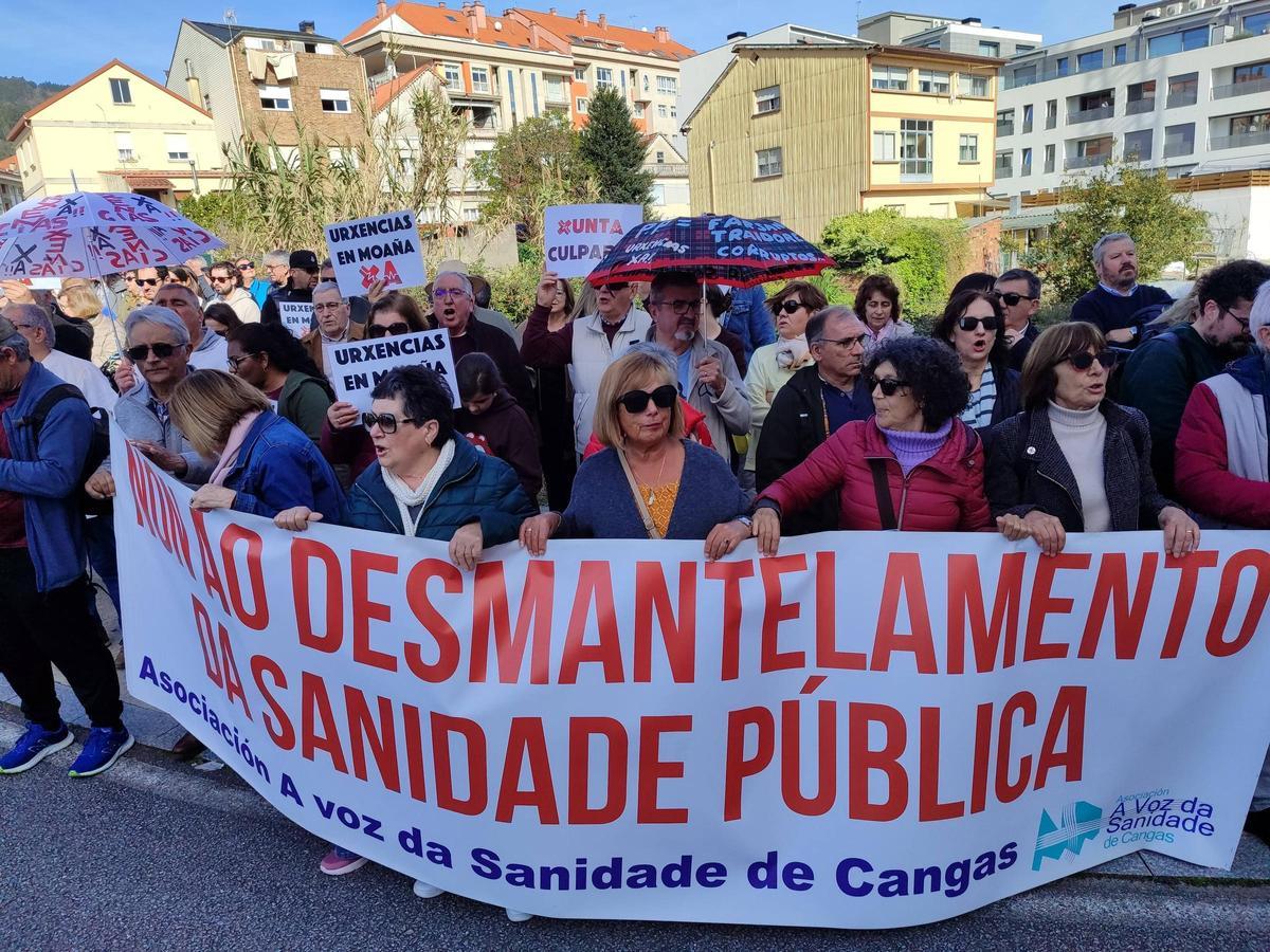 Multitudinaria manifestación en Moaña por urgencias en el centro de salud