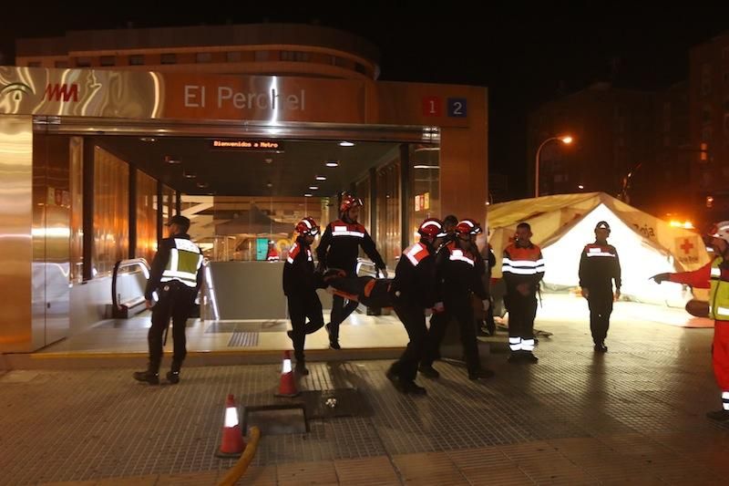 Simulacro en la estación del Perchel del Metro de Málaga