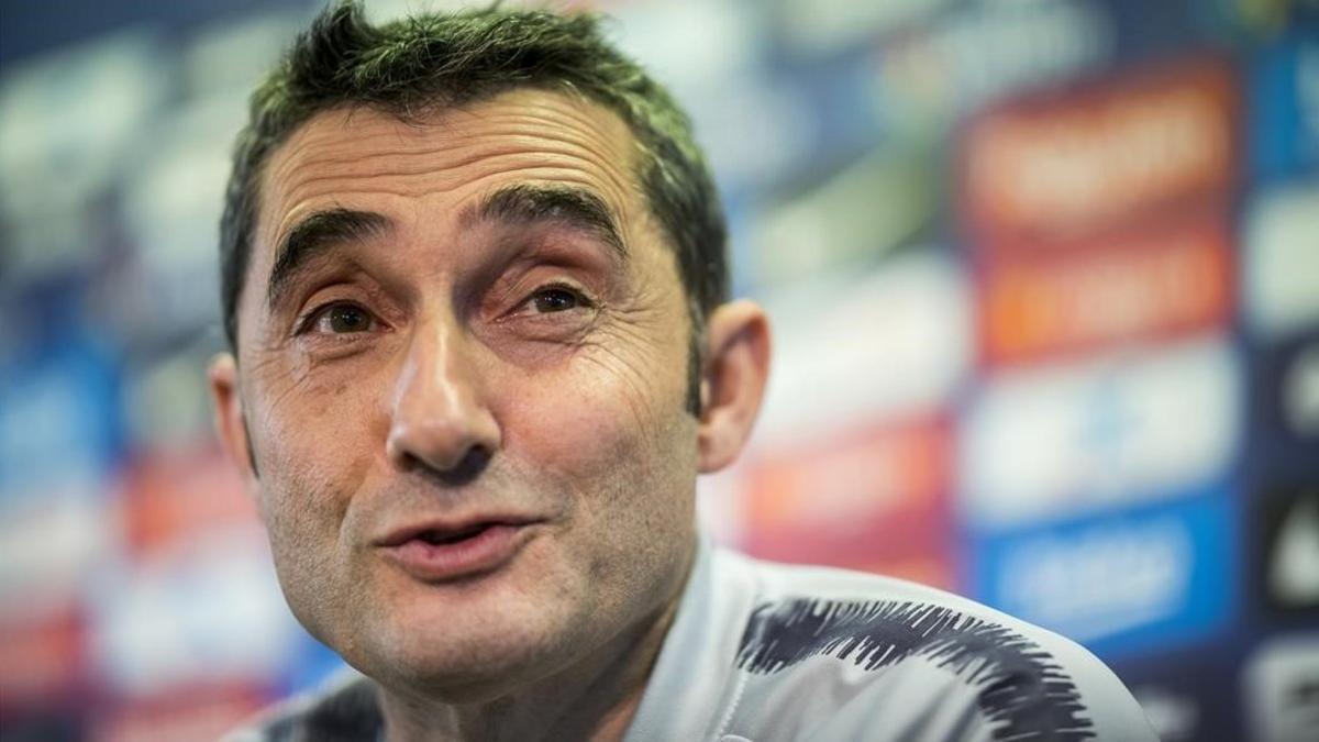 Ernesto Valverde, en la última rueda de prensa antes del clásico.