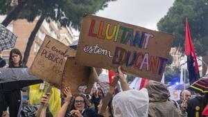 Protesta de este lunes en Barcelona.
