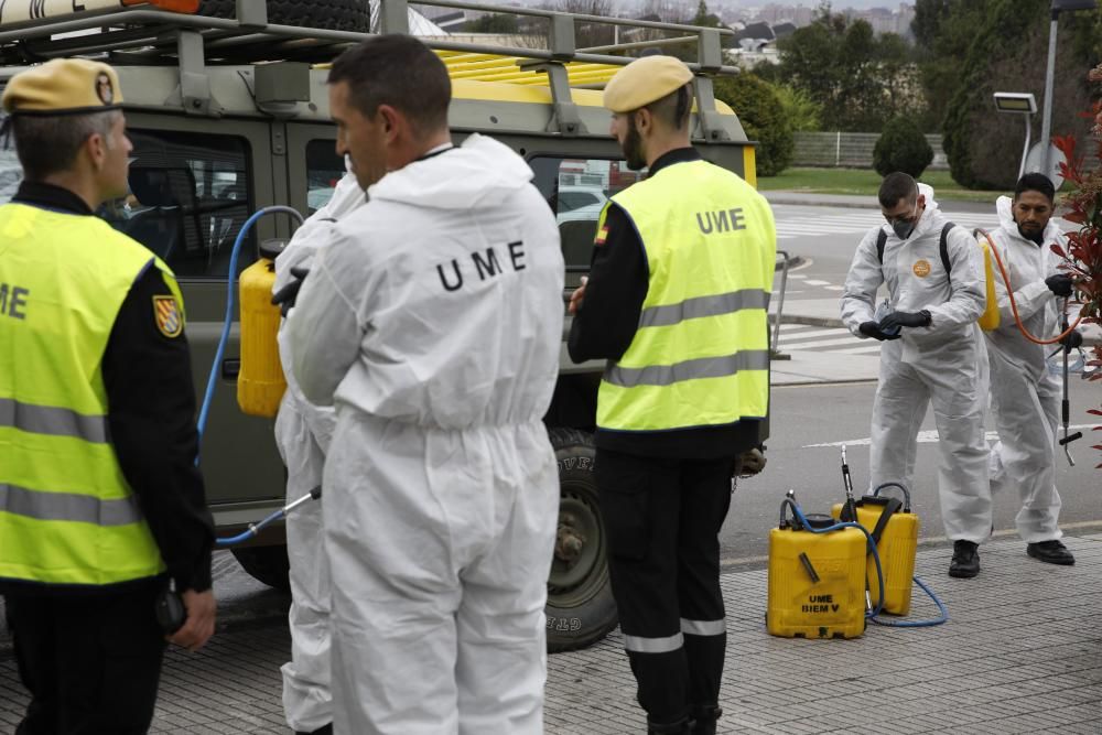 Coronavirus en Asturias: La UME, en Gijón