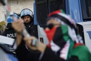 Protesta en solidaridad con el pueblo palestino en Roma