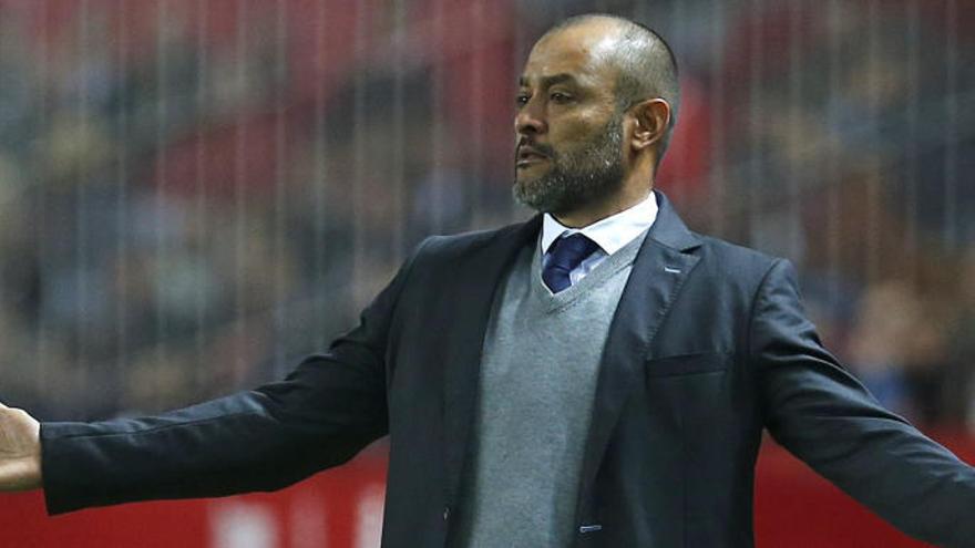 Nuno, en una imagen de hoy durante el partido ante el Sevilla.