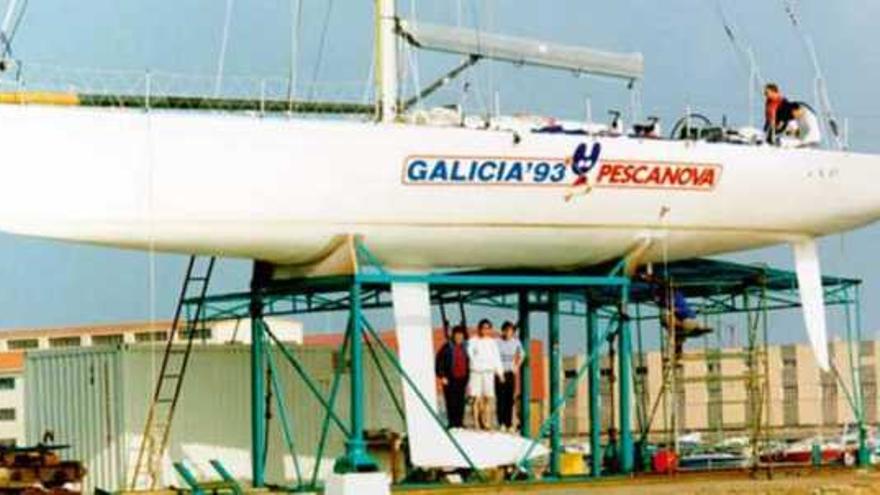 El casco del &quot;Galicia 93 Pescanova&quot;, una vez concluida su construcción.