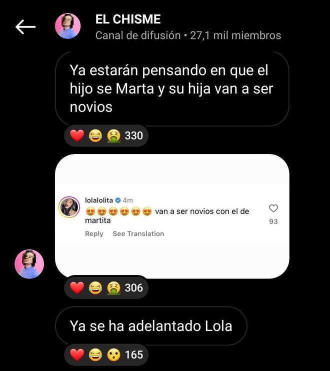 Lola Lolita comenta sobre el sexo del bebé de Teresa Andrés Gonzalvo