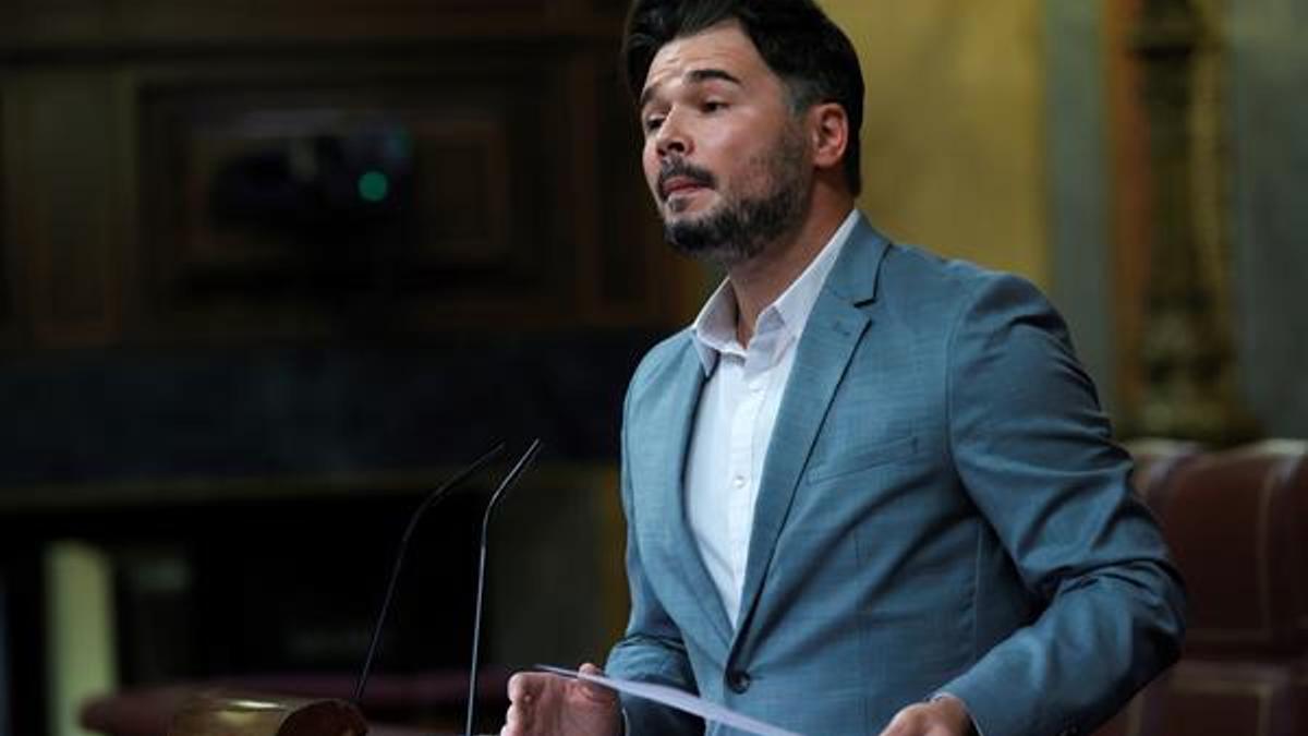 El portavoz de ERC, Gabriel Rufián, durante una intervención en el Congreso