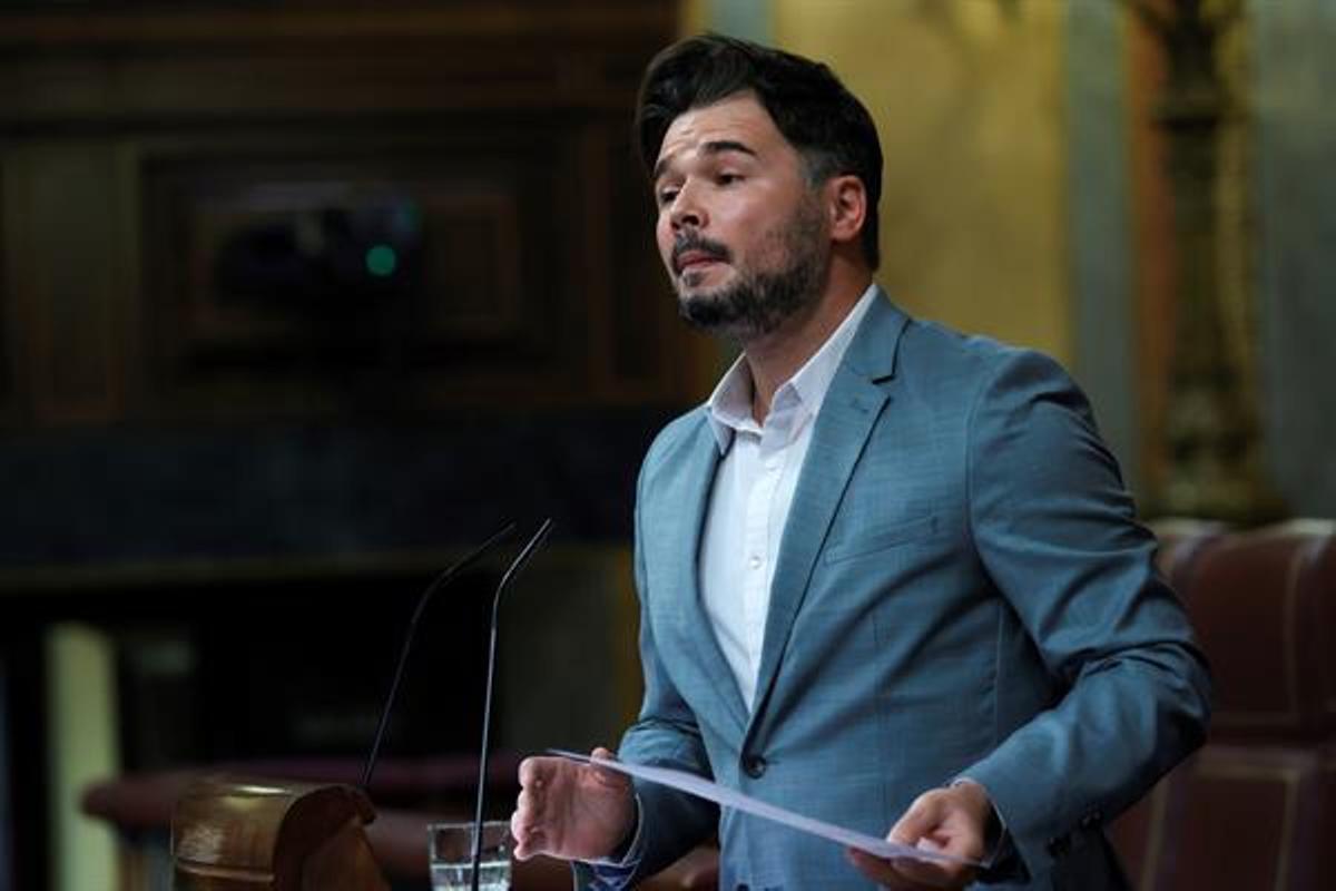 El portavoz de ERC, Gabriel Rufián, durante una intervención en el Congreso