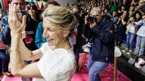 Yolanda Díaz en la presentación de Sumar en Madrid.