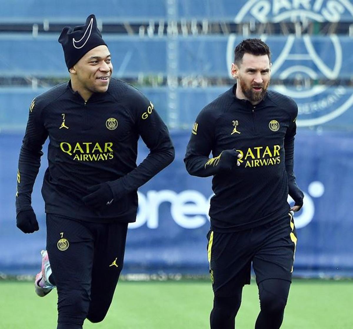 Mbappé y Messi en un entrenamiento