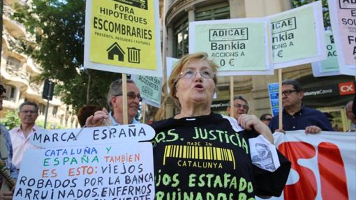 Imagen de archivo de una protesta en Barcelona contra los abusos hipotecarios.