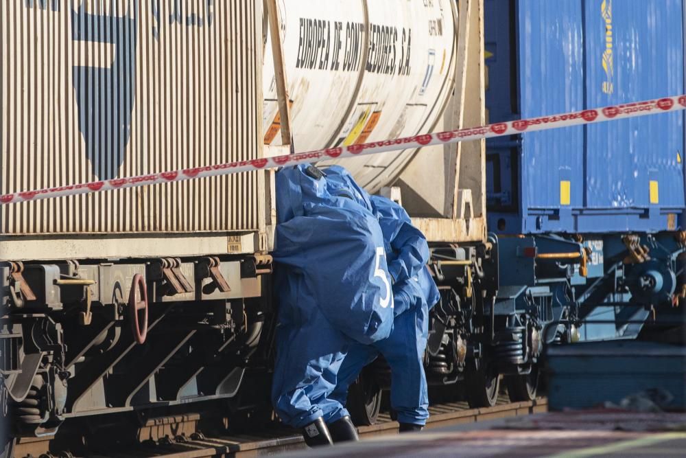 Fuita d'una matèria perillosa en un tren de mercaderies a Riudellots de la Selva