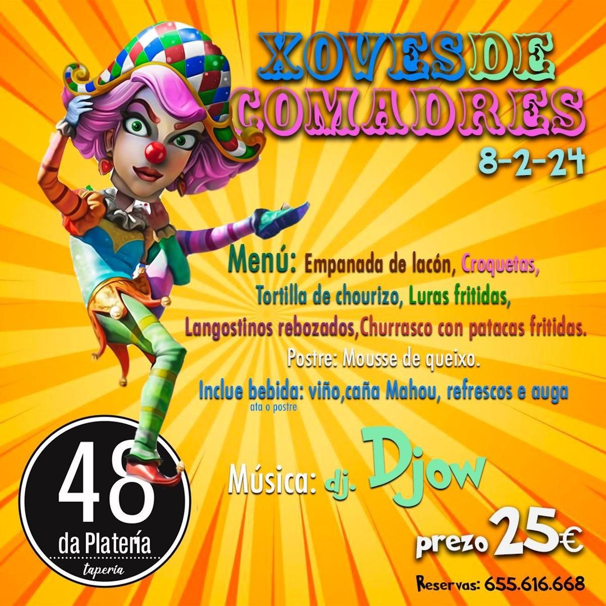 El cartel de la fiesta de &quot;comadres&quot;.