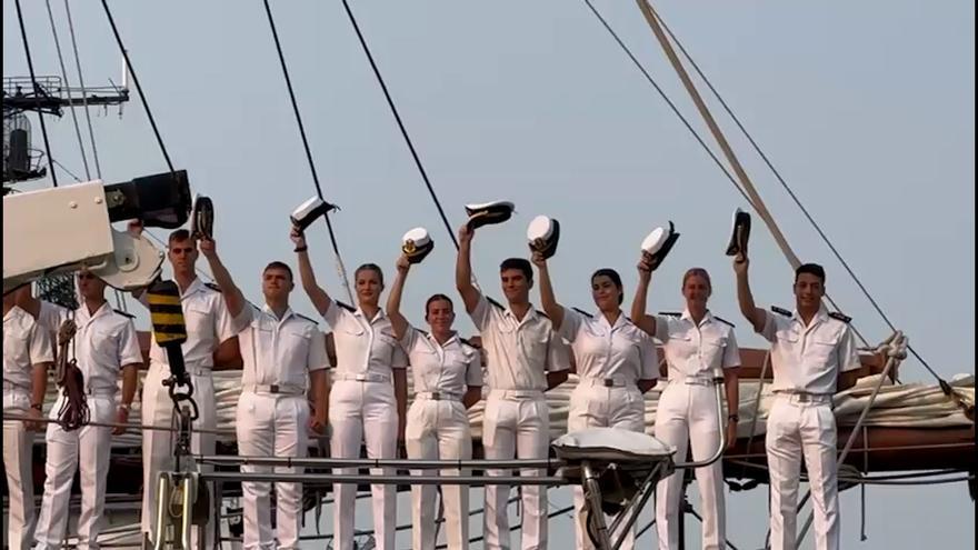La princesa Leonor llega a Nueva York a bordo del buque Juan Sebastián Elcano