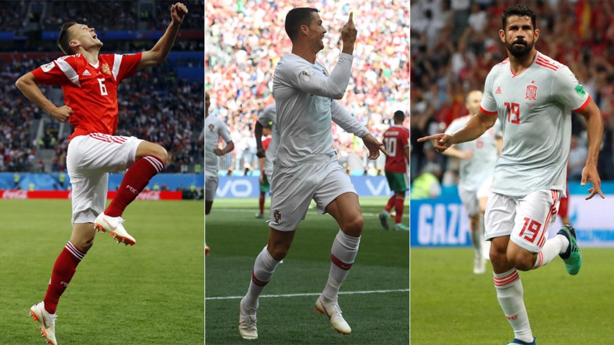 Denis Cheryshev (Rusia / Villarreal), Cristiano Ronaldo (Portugal / Real Madrid) y Diego Costa (España / Atlético)