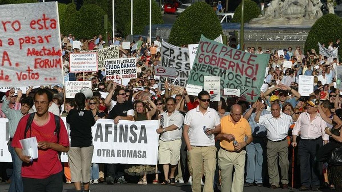 Manifestación de afectados de Afinsa y Fórum Filatélico, en Madrid, en el 2006.