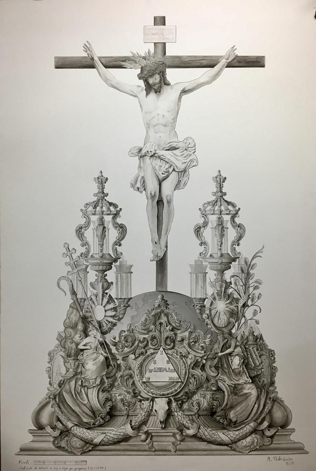 Imagen del diseño frontal del nuevo trono de Crucifixión.