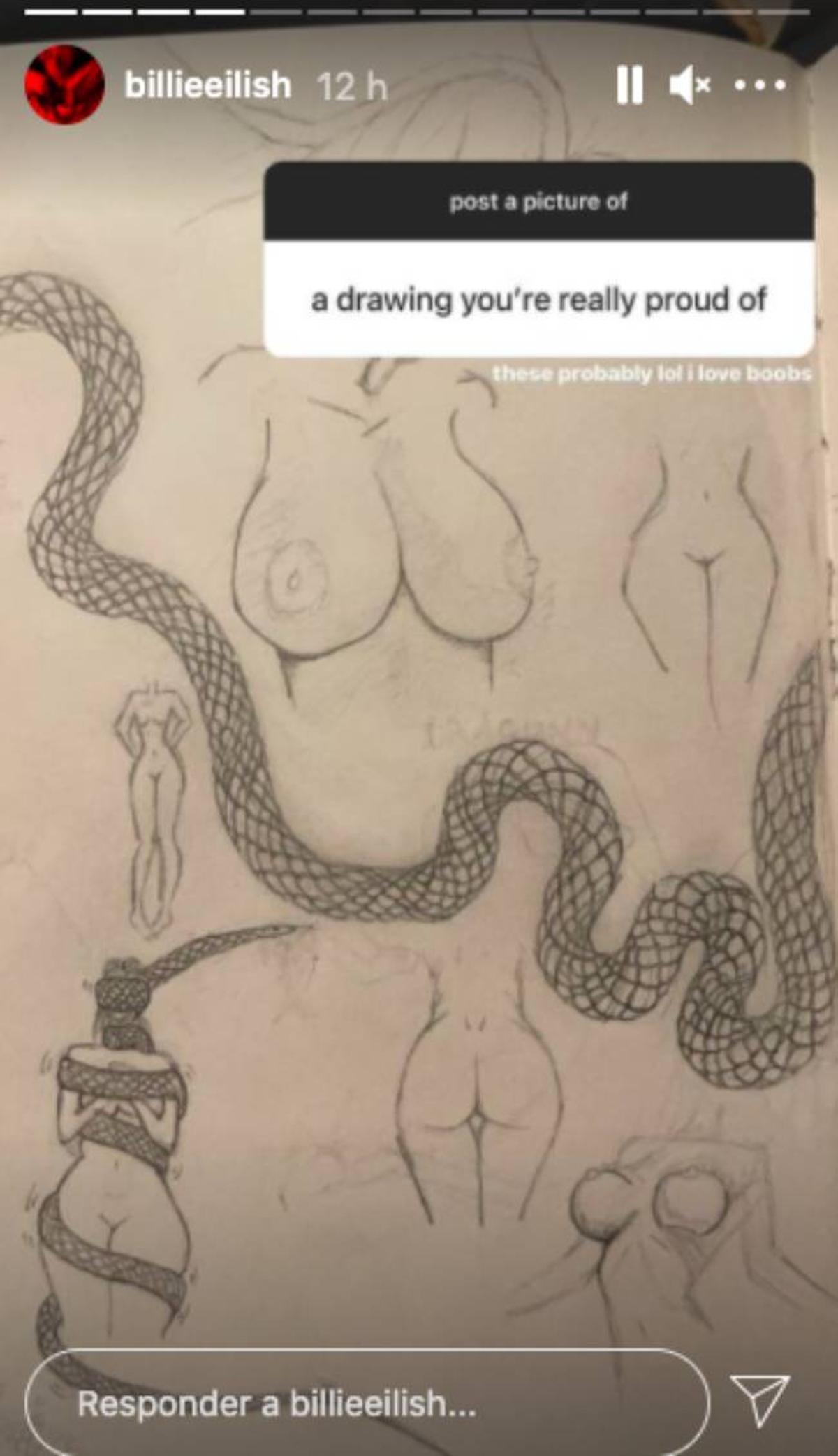 Foto de un dibujo de Billie Eilish