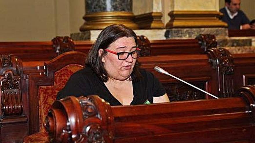 Gema Pérez, madre del ANPA del CEIP Ramón de la Sagra, el lunes en el escaño ciudadano del pleno.