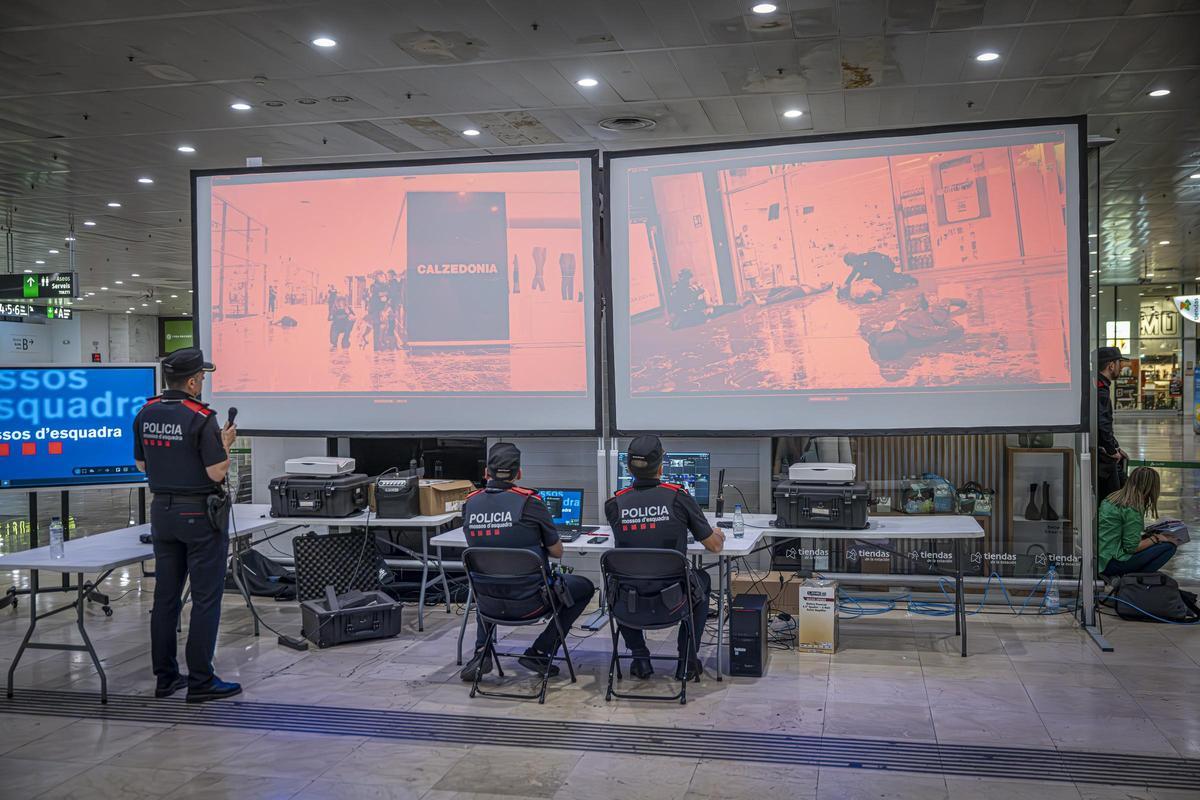 Simulacro de atentado terrorista en la estación de Sants