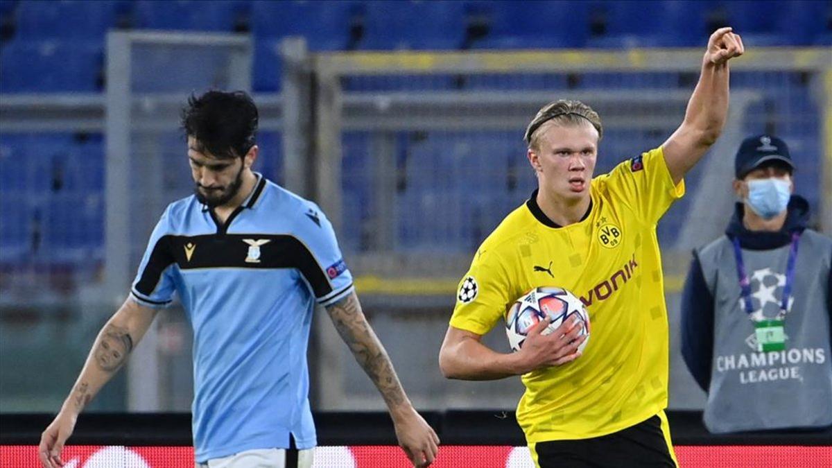 Haaland marcó en el debut del Borussia Dortmund en Champions League que acabó con derrota frente a la Lazio (3-1)