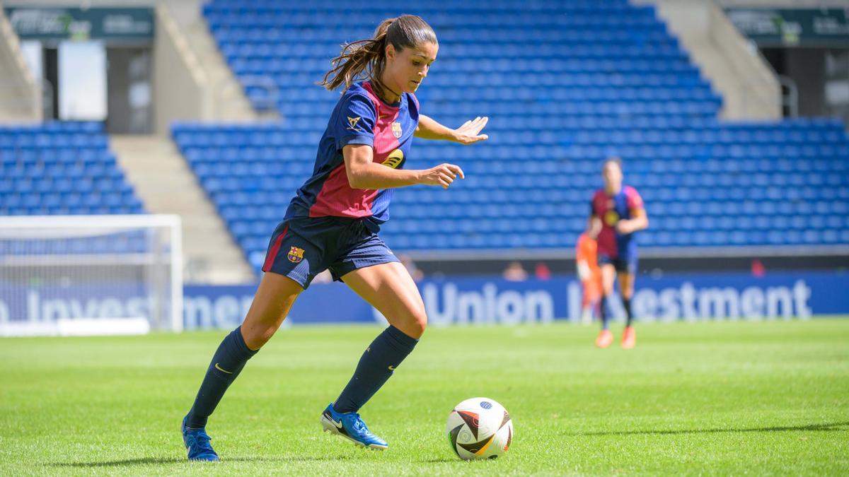 Jana Fernàndez en el primer partido de la pretemporada contra el Hoffenheim