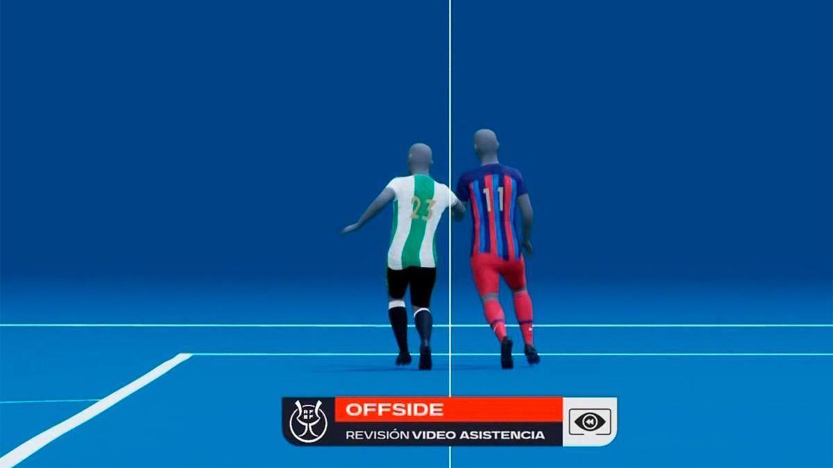 El fuera de juego de Ferran previo al 1-2 que fue anulado