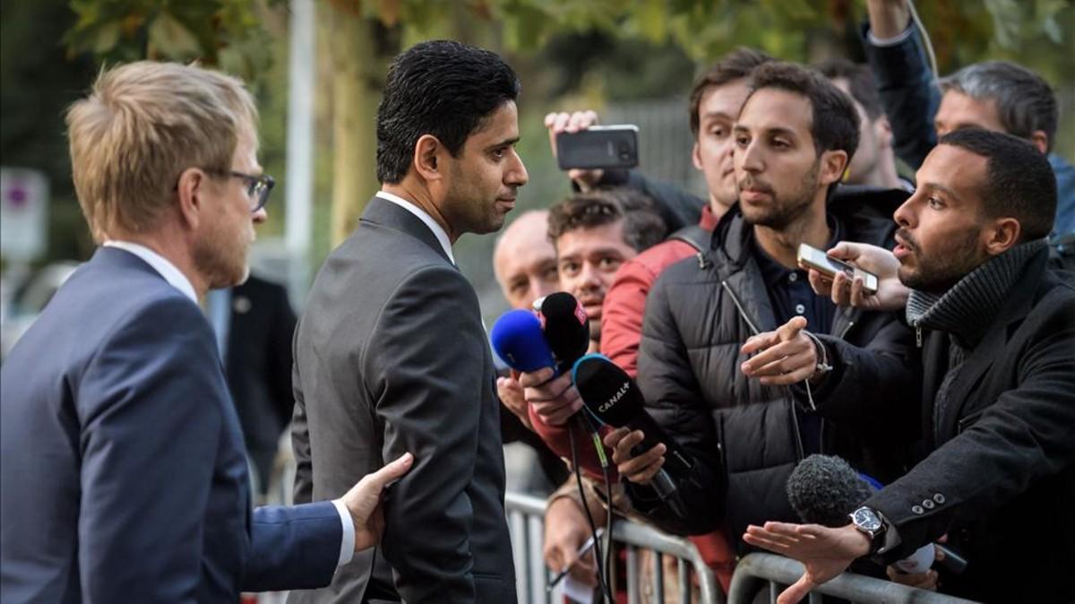 El presidente del PSG, Nasser al Khelaifi, tendrá que volver a dar explicaciones a la UEFA