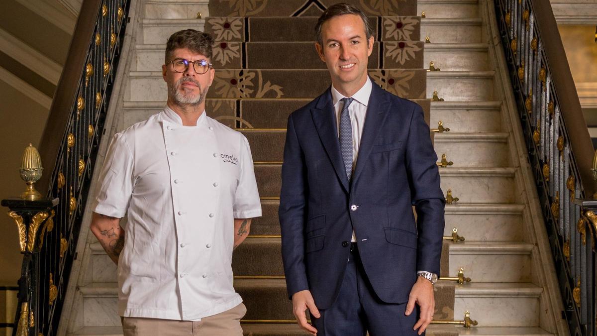 El chef Paulo Airaudo y Rafael González Ensesa, director general del Hotel Maria Cristina.