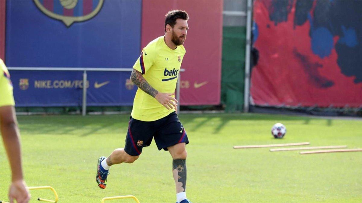 Leo Messi durante un entrenamiento del Barça en la Ciudad Deportiva Joan Gamper
