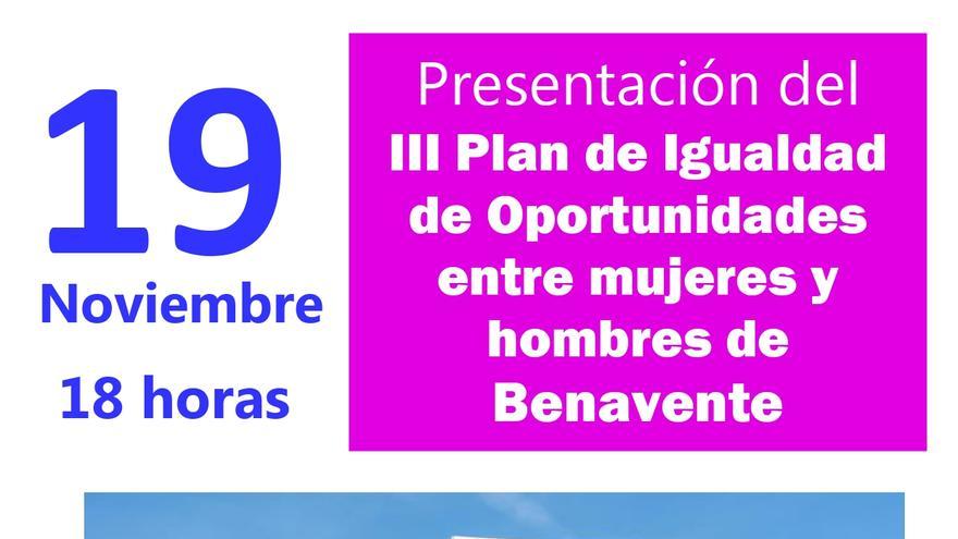 Benavente acoge mañana, viernes, la presentación del III Plan de Igualdad