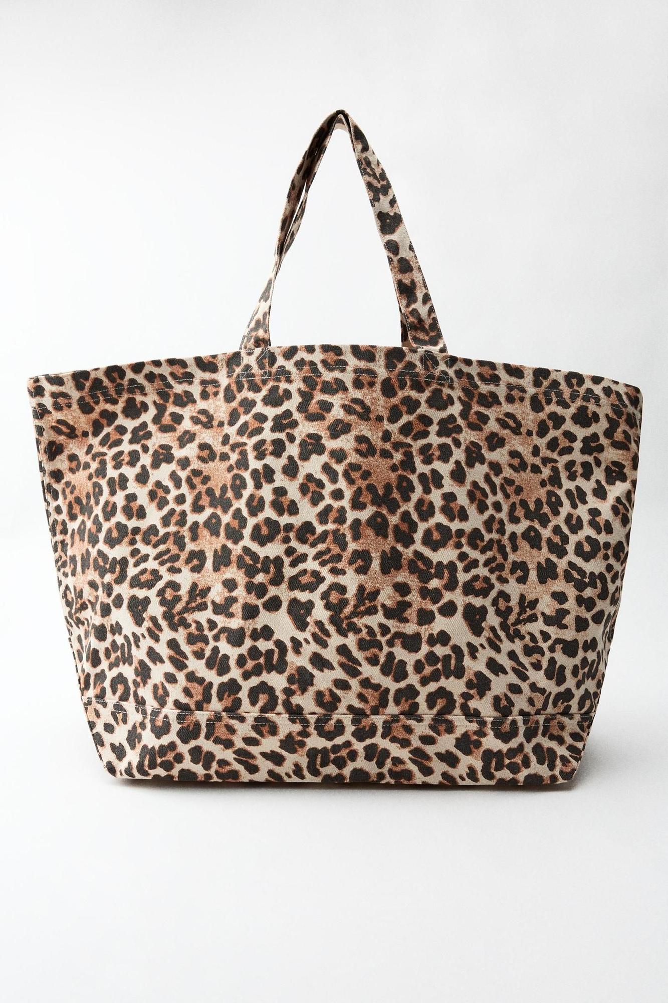 Bolso Saco Zara Animal Print Leather Mujer Leopardo De Bolso ZARA