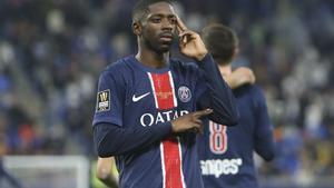 Ousmane Dembélé celebra su gol en la Supercopa de Doha (Qatar).