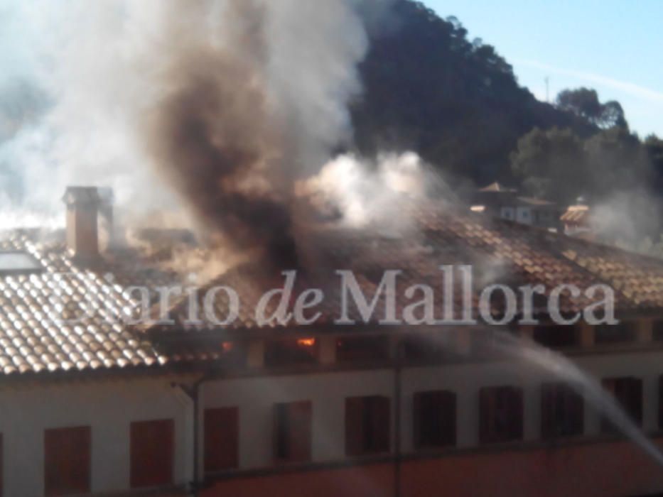 Incendio en una casa de la antigua fábrica de tejidos de Bunyola