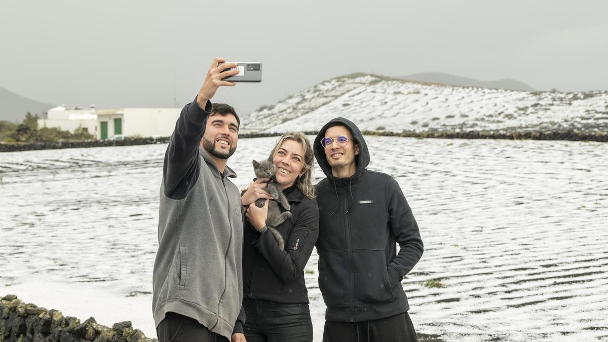 Temporal de lluvias y granizo en Lanzarote