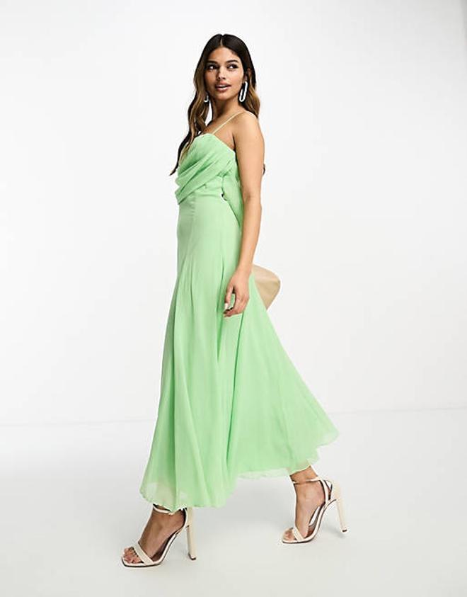 Vestido midi fluido con detalle corsé de Asos