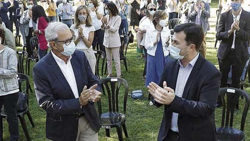 Touriño y Caballero, ayer, en el acto del PSdeG-PSOE.