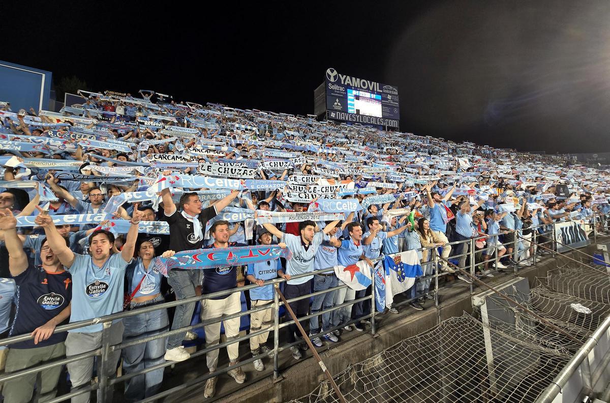 Más de 3.000 aficionados celestes invadieron el Coliseum en el último partido de LaLiga de la pasada temporada.