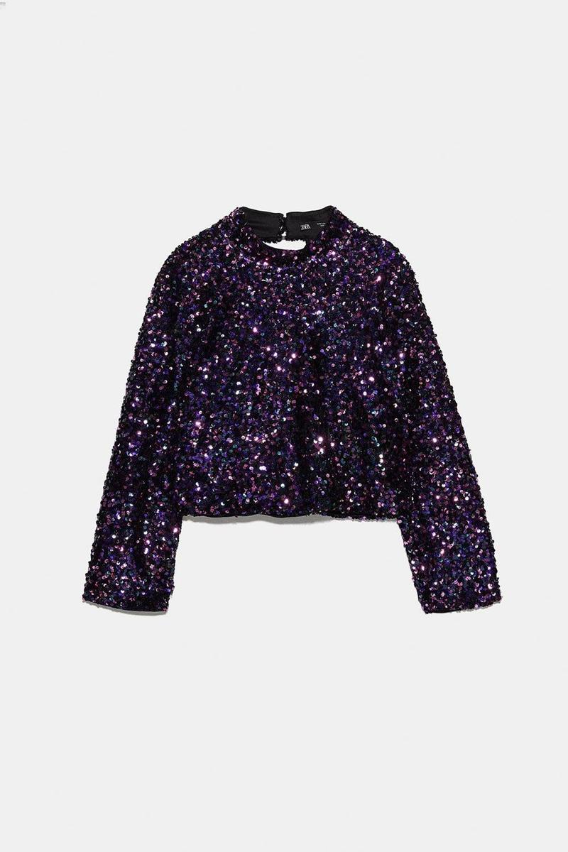 Top de lentejuelas de Zara. (Precio: 25,95 euros)