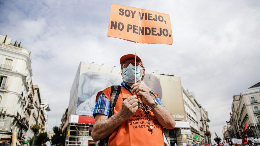 &#039;Boomer&#039; en una protesta sobre pensiones.