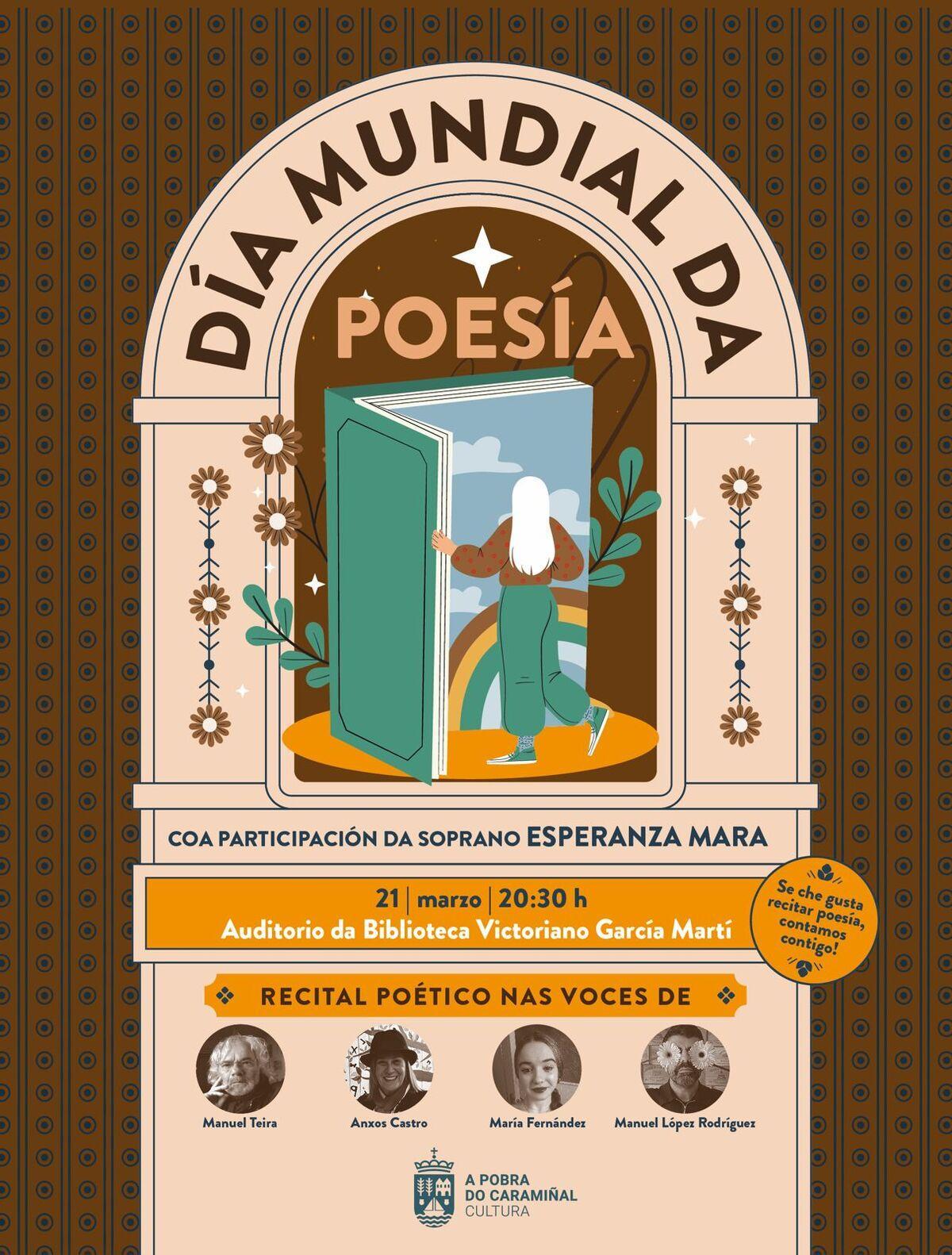 Cartel do Día Mundial da Poesía na Pobra